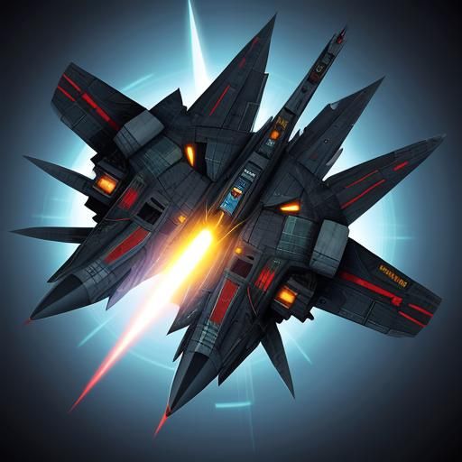 A fighter spaceship equipped with a dimensional portal