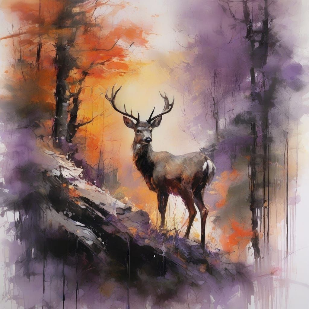 Vibrant Forest Landscape in Warm Sunset Light