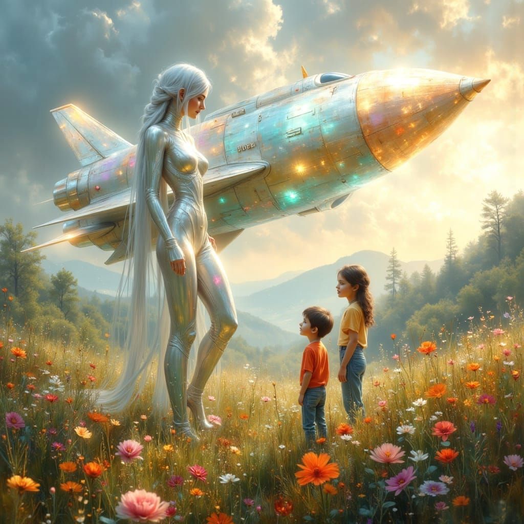 Rocket ship with a Galactic human  by @Rob Hartland