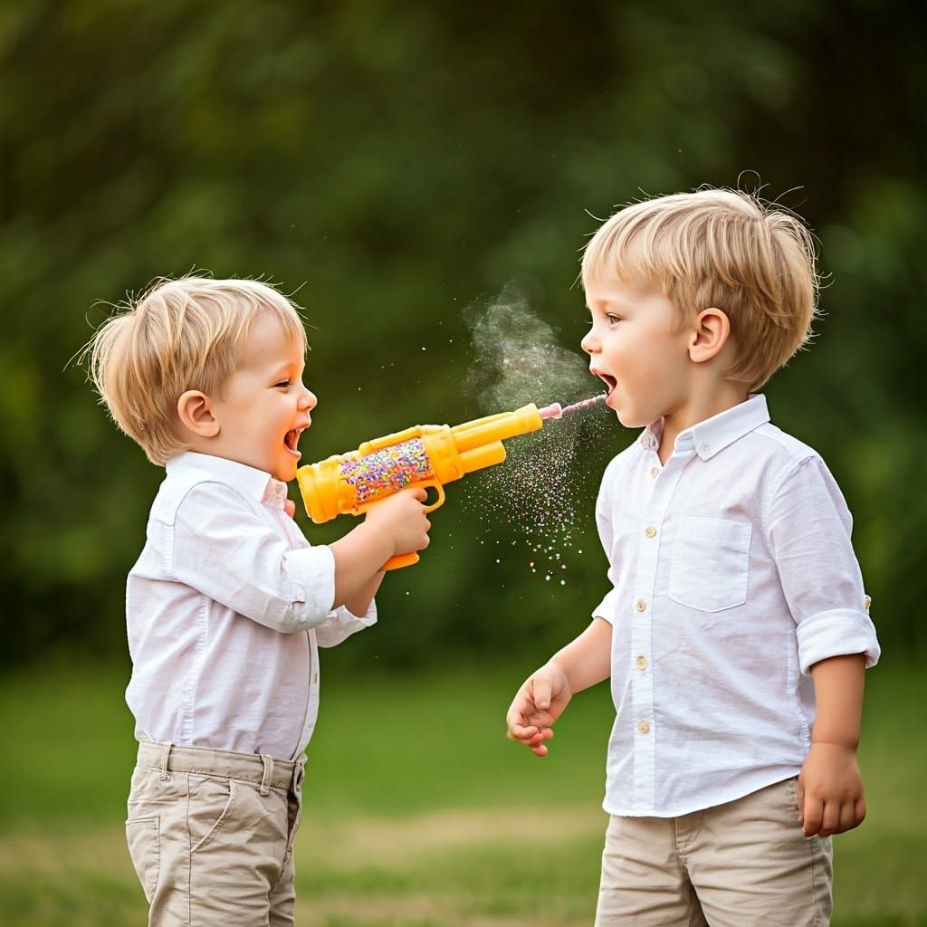 Joyful Summer Play, Two Brothers Share a Sweet Moment