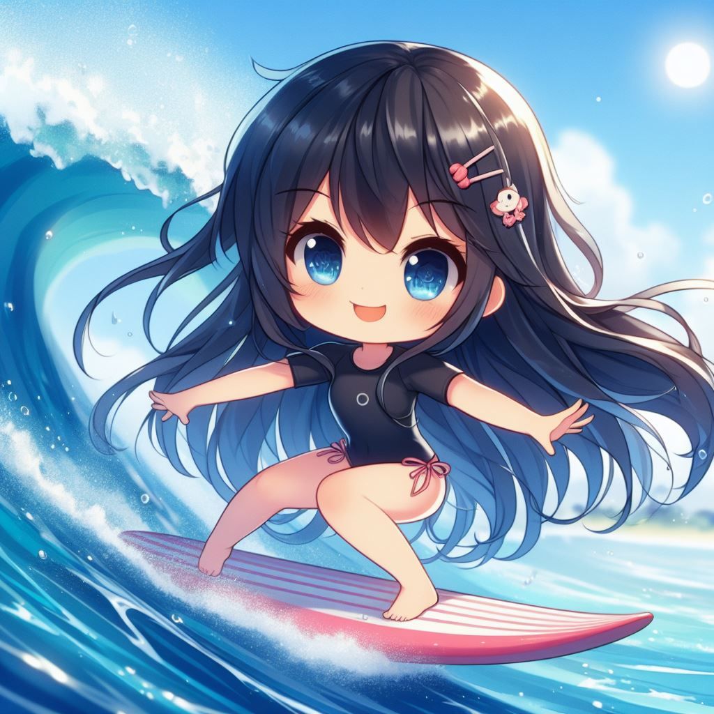 Cute Moon surfing