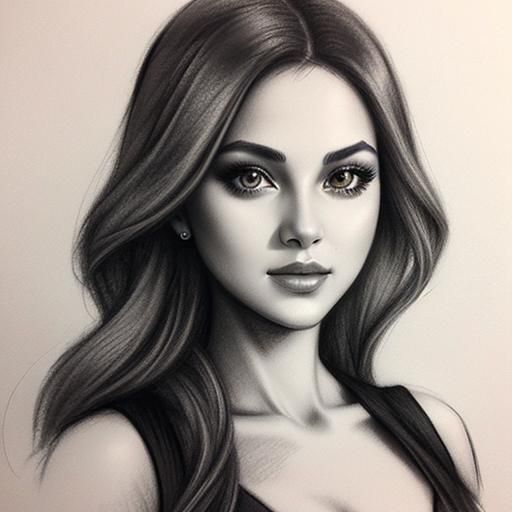 beautiful elegant woman charcoal drawing - AI Generated Artwork ...