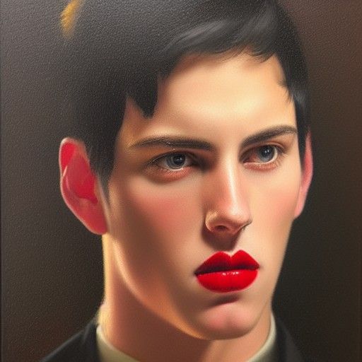A hyper realistic portrait of a young man with short black h...
