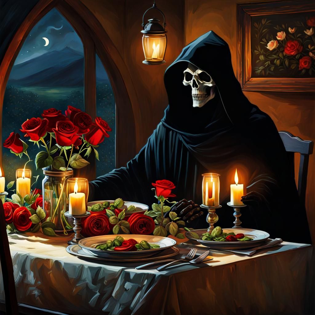 Grim Reaper in Love - AI Generated Artwork - NightCafe Creator