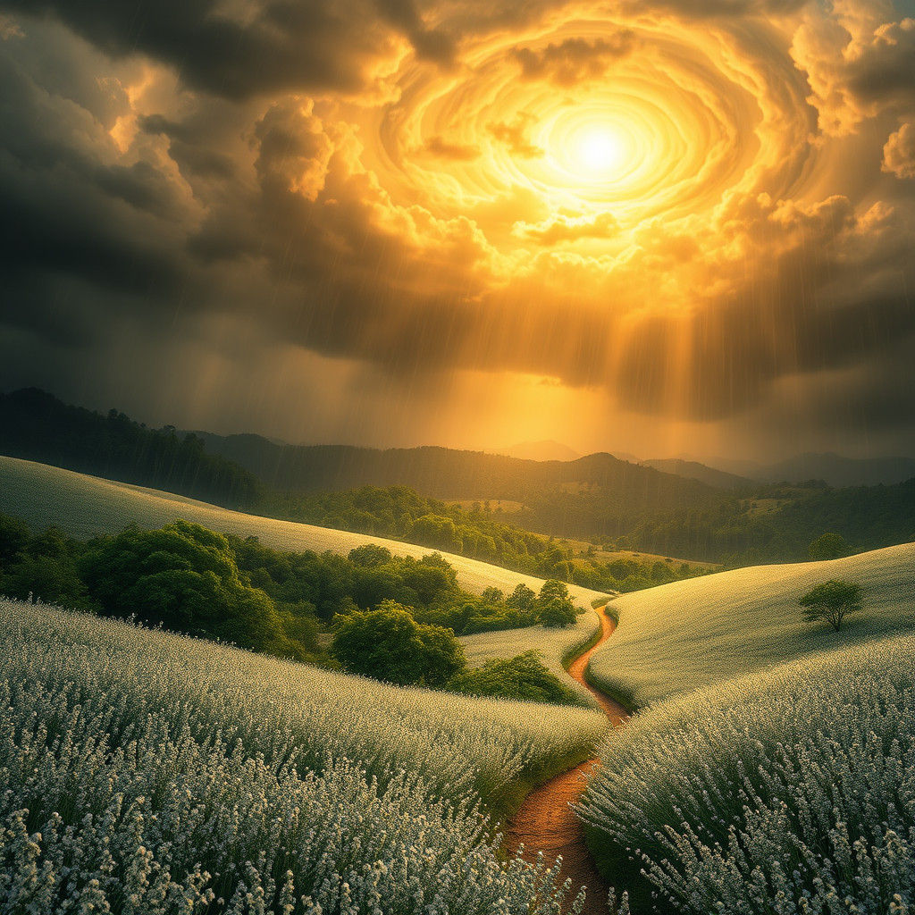 Shimmering Silver Fields Beckon in Dreamy Landscape