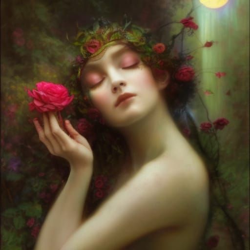beautiful faces, moonlight rose fairy, Angelic, ethereal, re...
