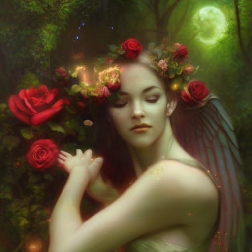 beautiful faces, moonlight rose fairy, Angelic, ethereal, re...