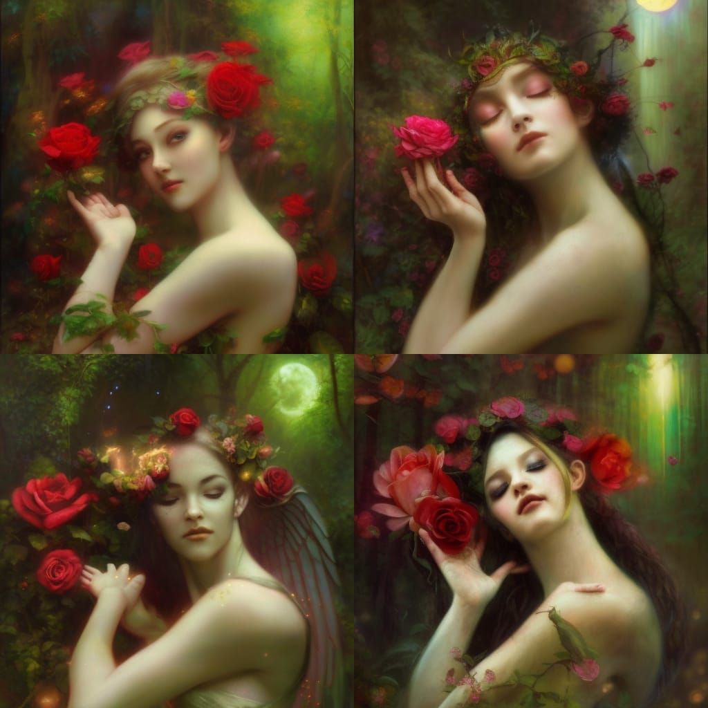 beautiful faces, moonlight rose fairy, Angelic, ethereal, re...