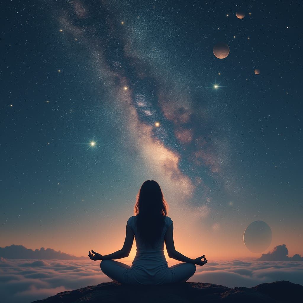 Serene Astral Meditator in Cosmic Dreamscape