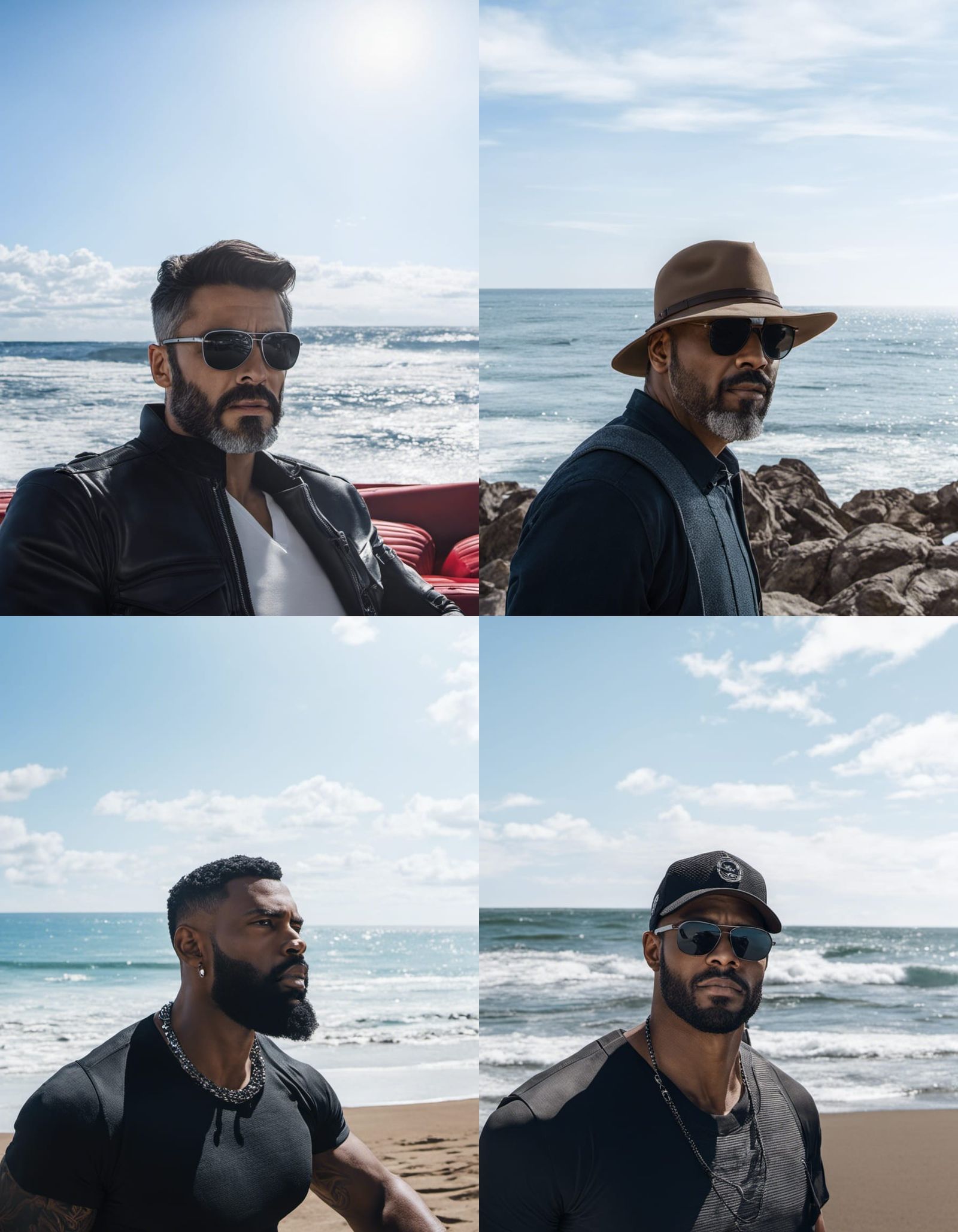 Portrait of man on a beach becoming Optimus Prime, transform...