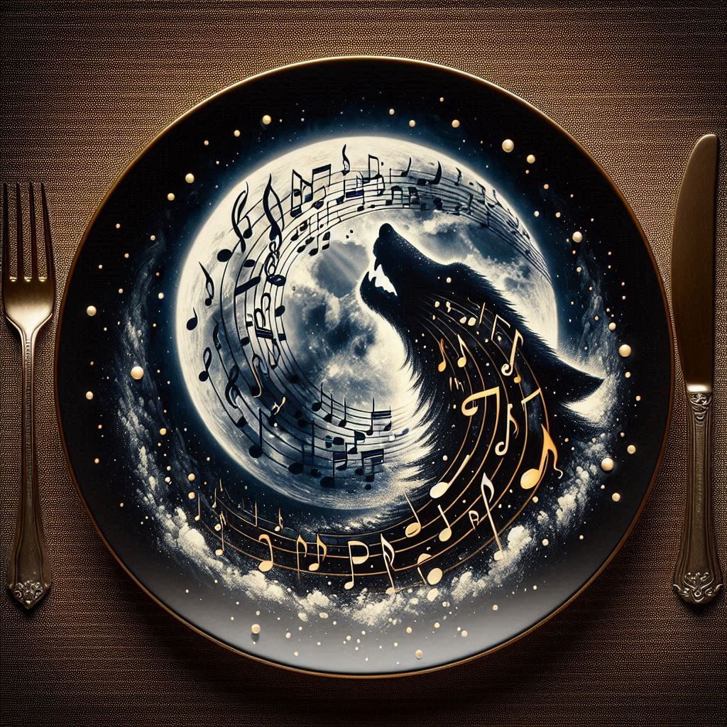 Dinner Plate Artwork Musical Notes Wolve 2