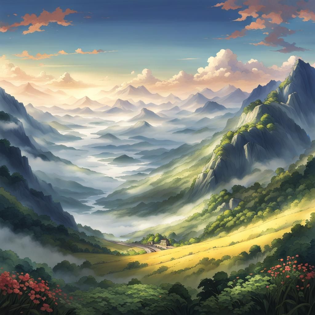 misty mountain landscape