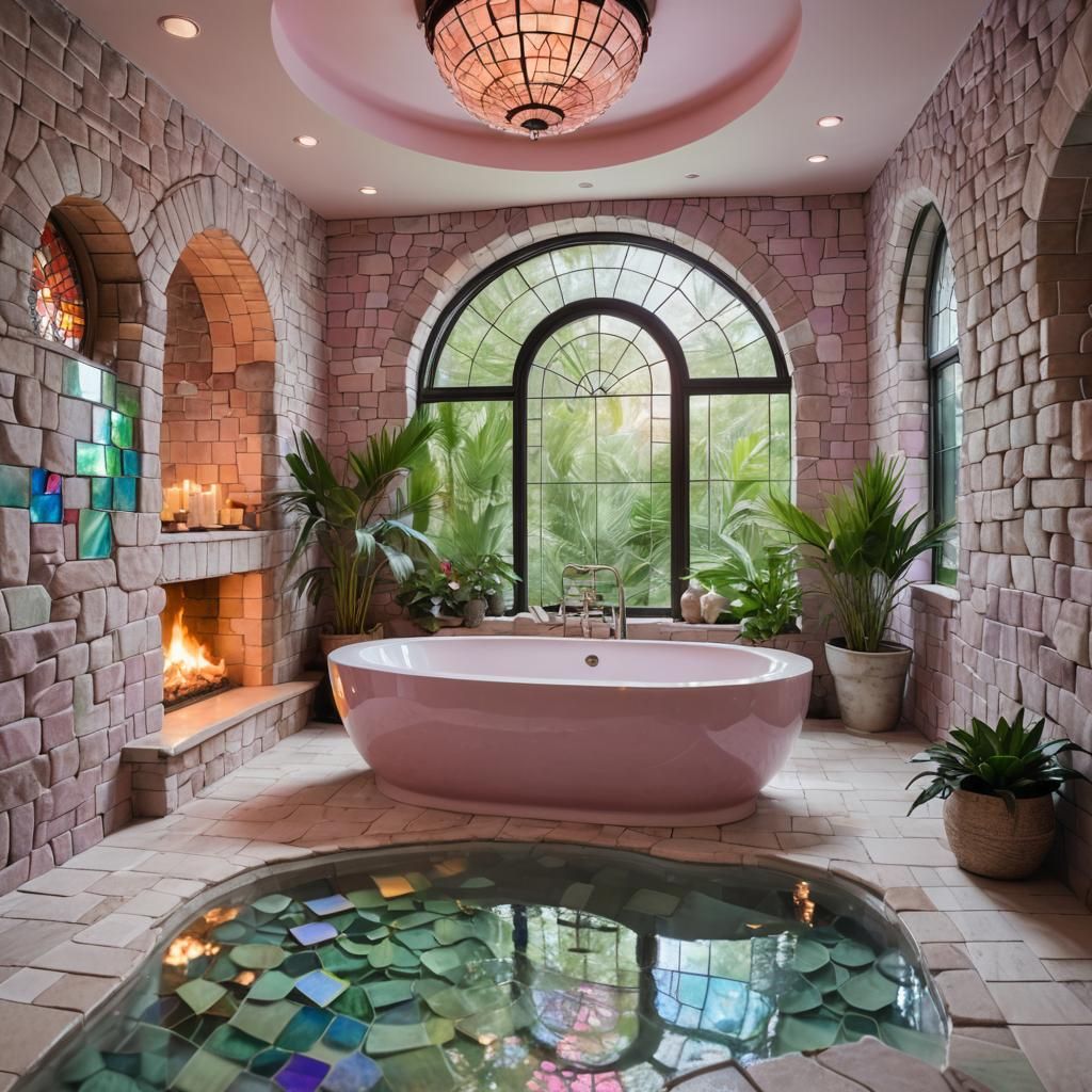 Luxury Bathroom Interior with Indoor River