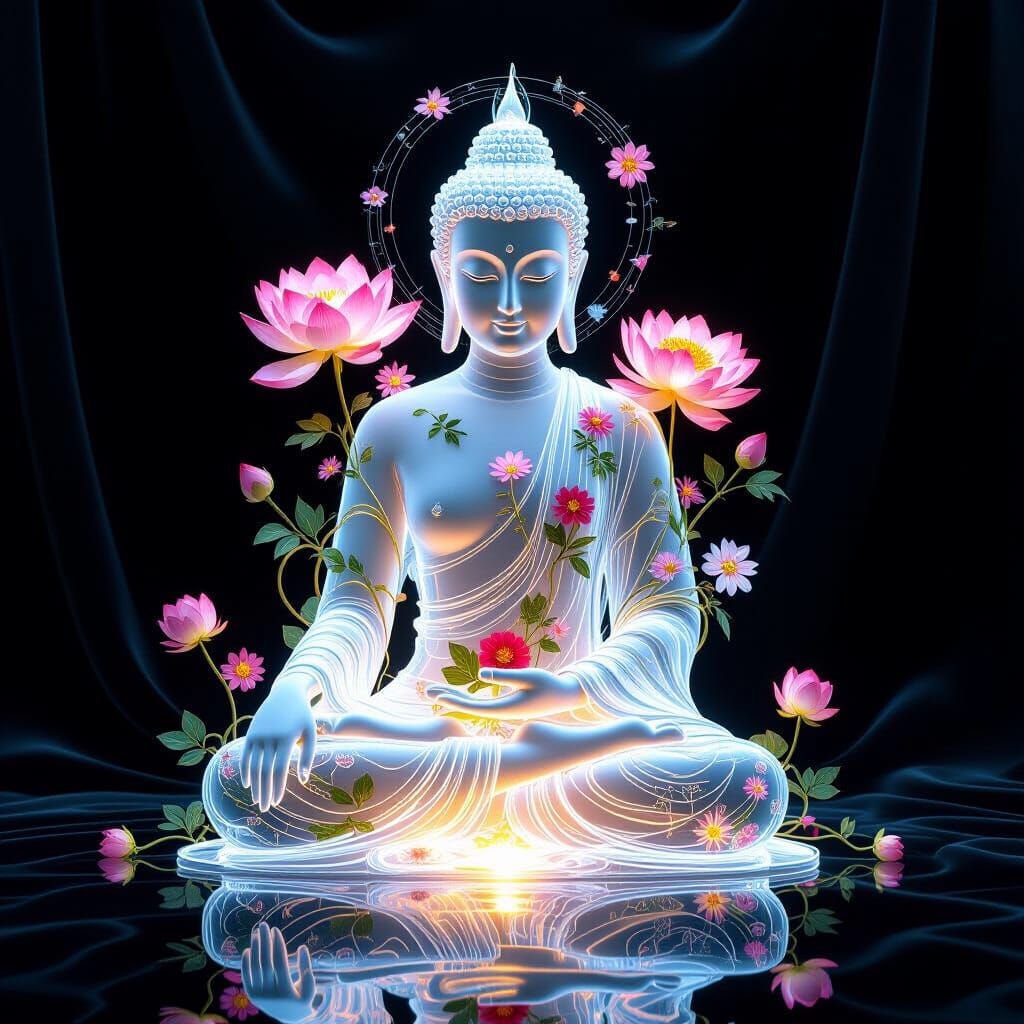  surreal image of a luminous Buddha   by @Mapont