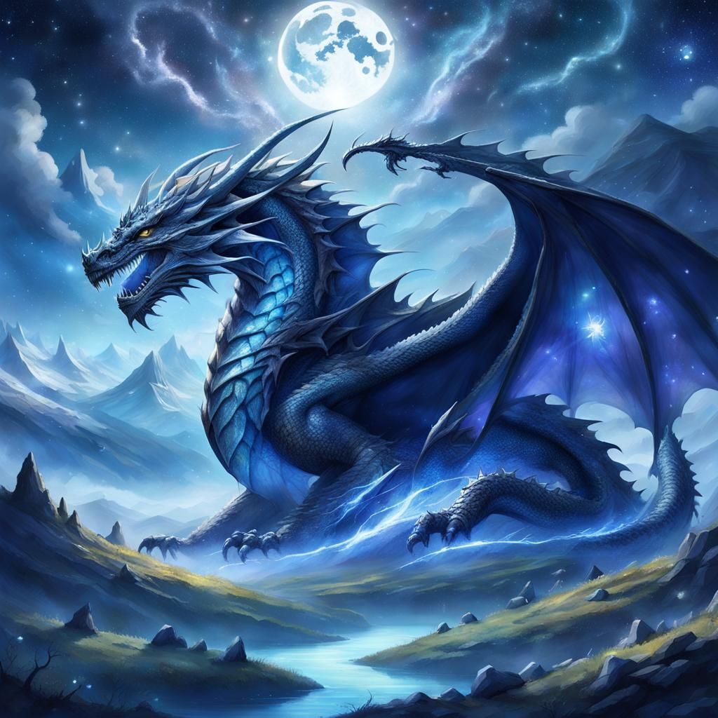 dragon in moonlight - AI Generated Artwork - NightCafe Creator