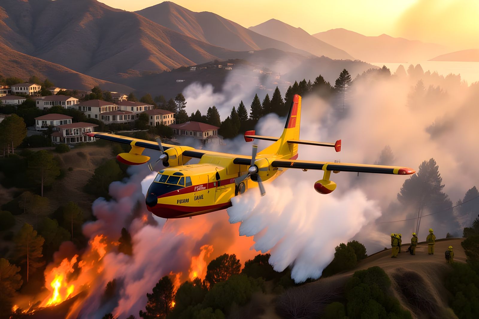 De Havilland Canada CL-415 Super Scooper Firefighting Flying Boat over the Pacific Palisades - tribute ...  by @Gary Murakami