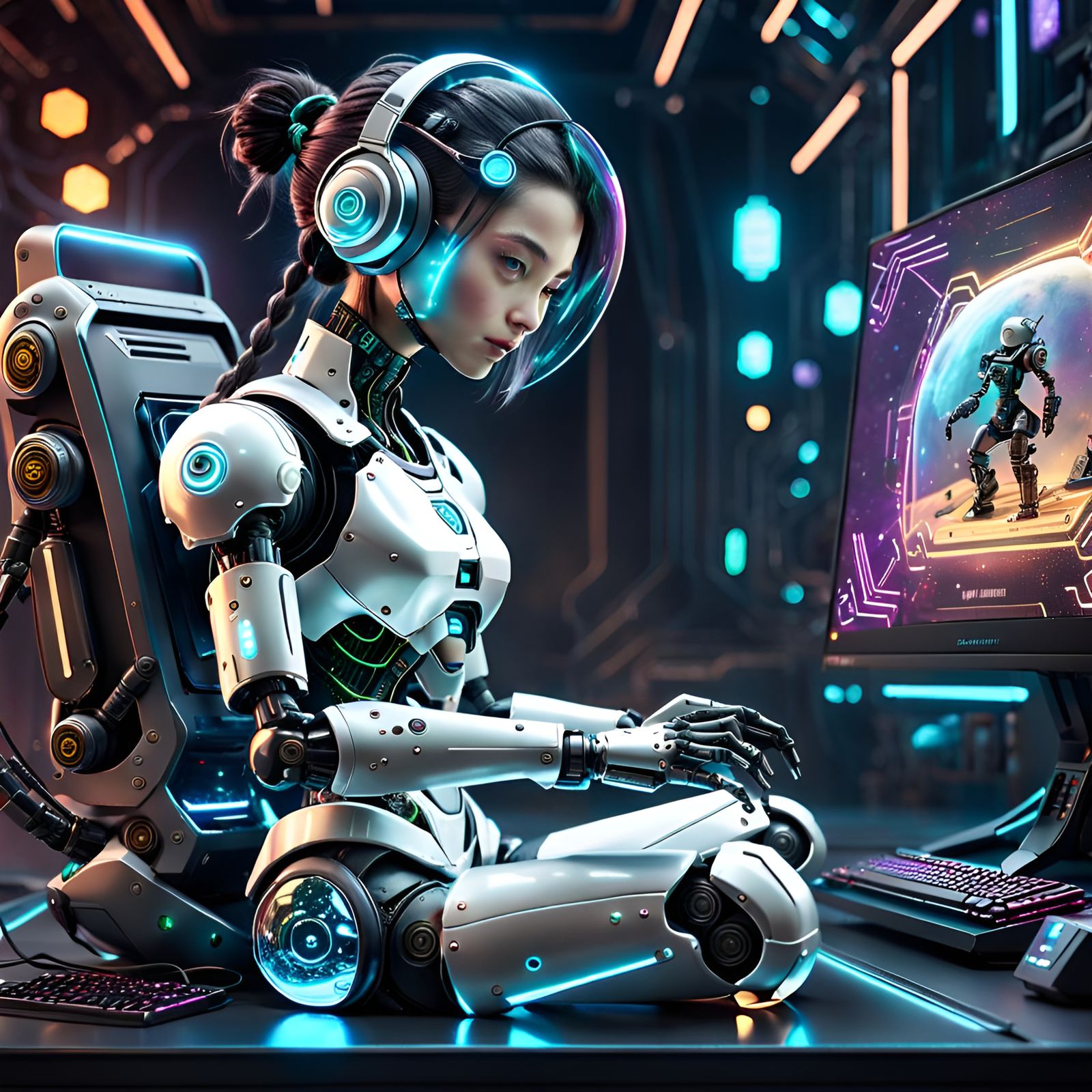 Sarinae Relaxing Between Gaming (Animated), by Lord Elboron