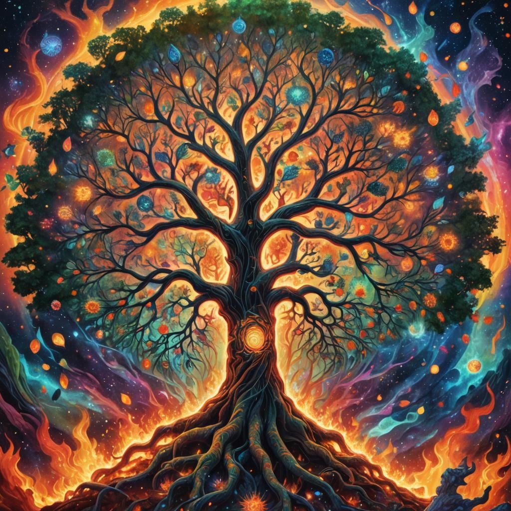 The tree of life on fire