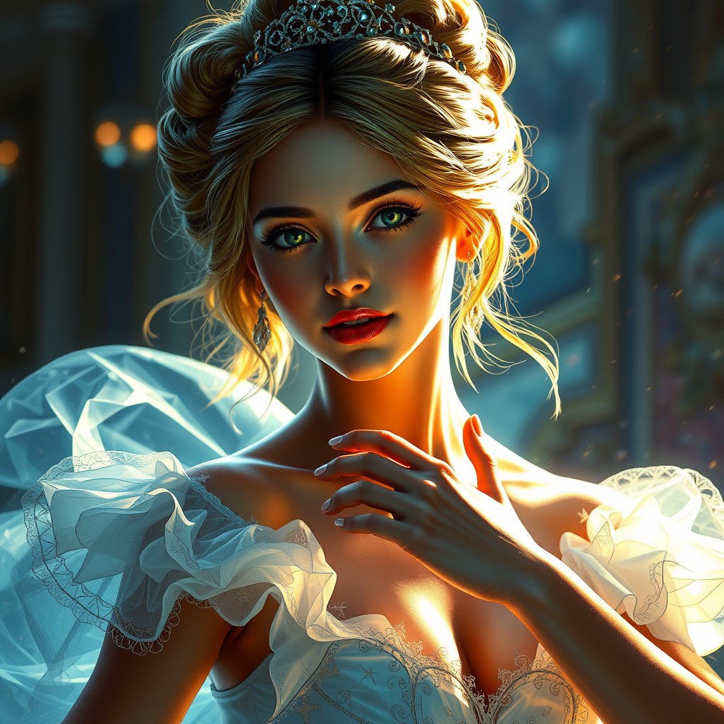Dancing Cinderella Portrait in Hyperdetailed Style
