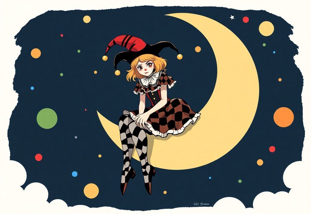 Dancing among the stars, she found her place upon the moon, ...