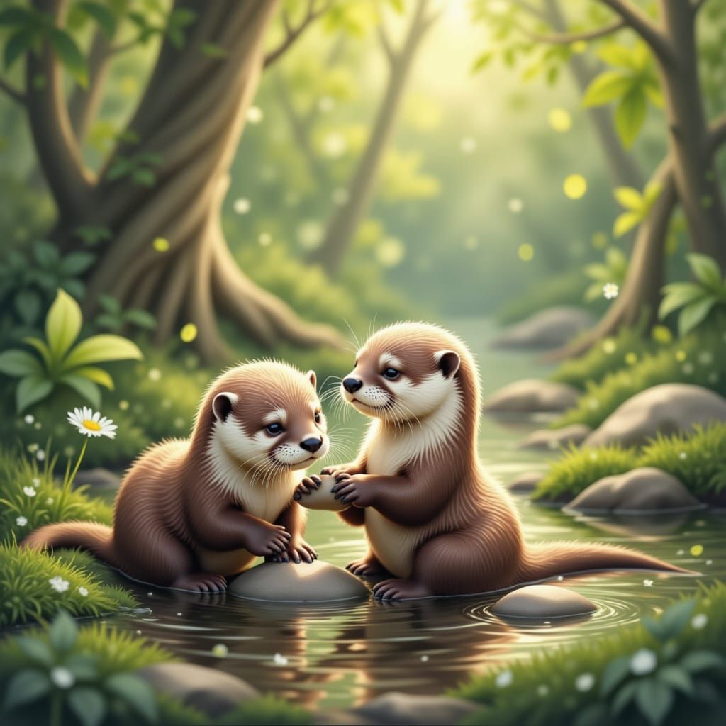 Cute Baby Otters having fun <lora:Cute Baby Otters:1.0>