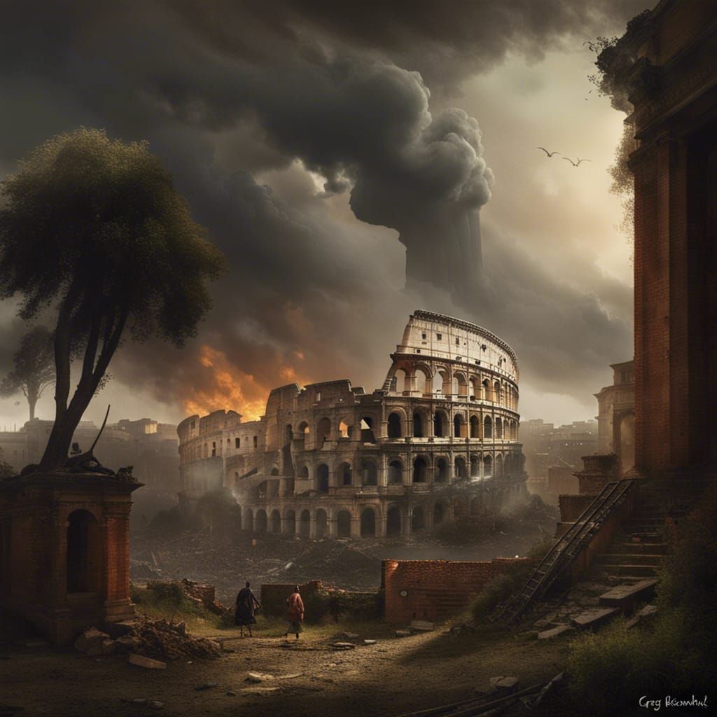 the Coliseum in Rome in ruins   by @Katy