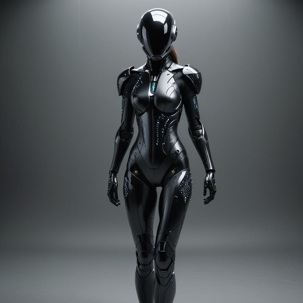 An ultrarealistic photograph of a minimalist futuristic full body power ...