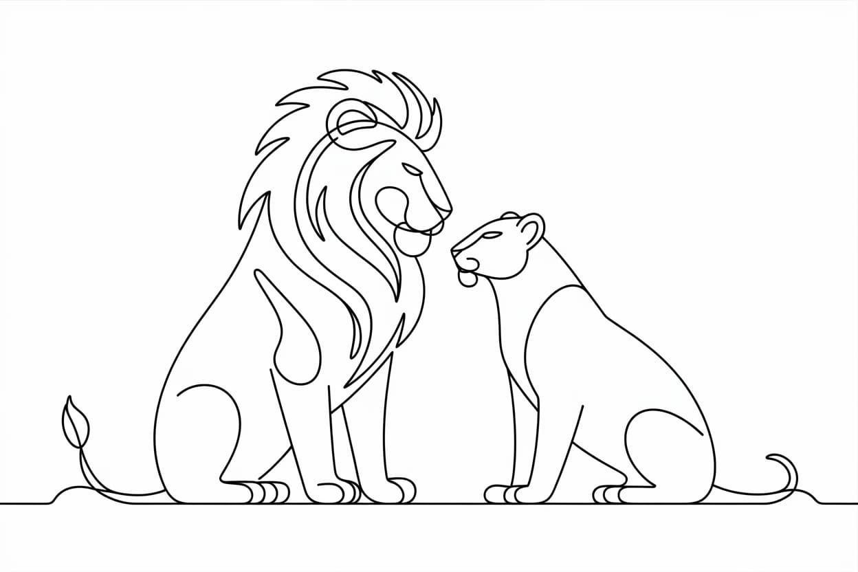 Minimal Lion - and Lioness - Art  by @Staircase Flash