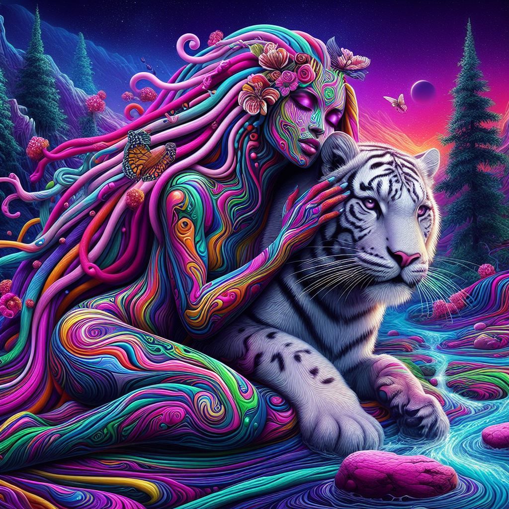 Lady hugging her Tiger