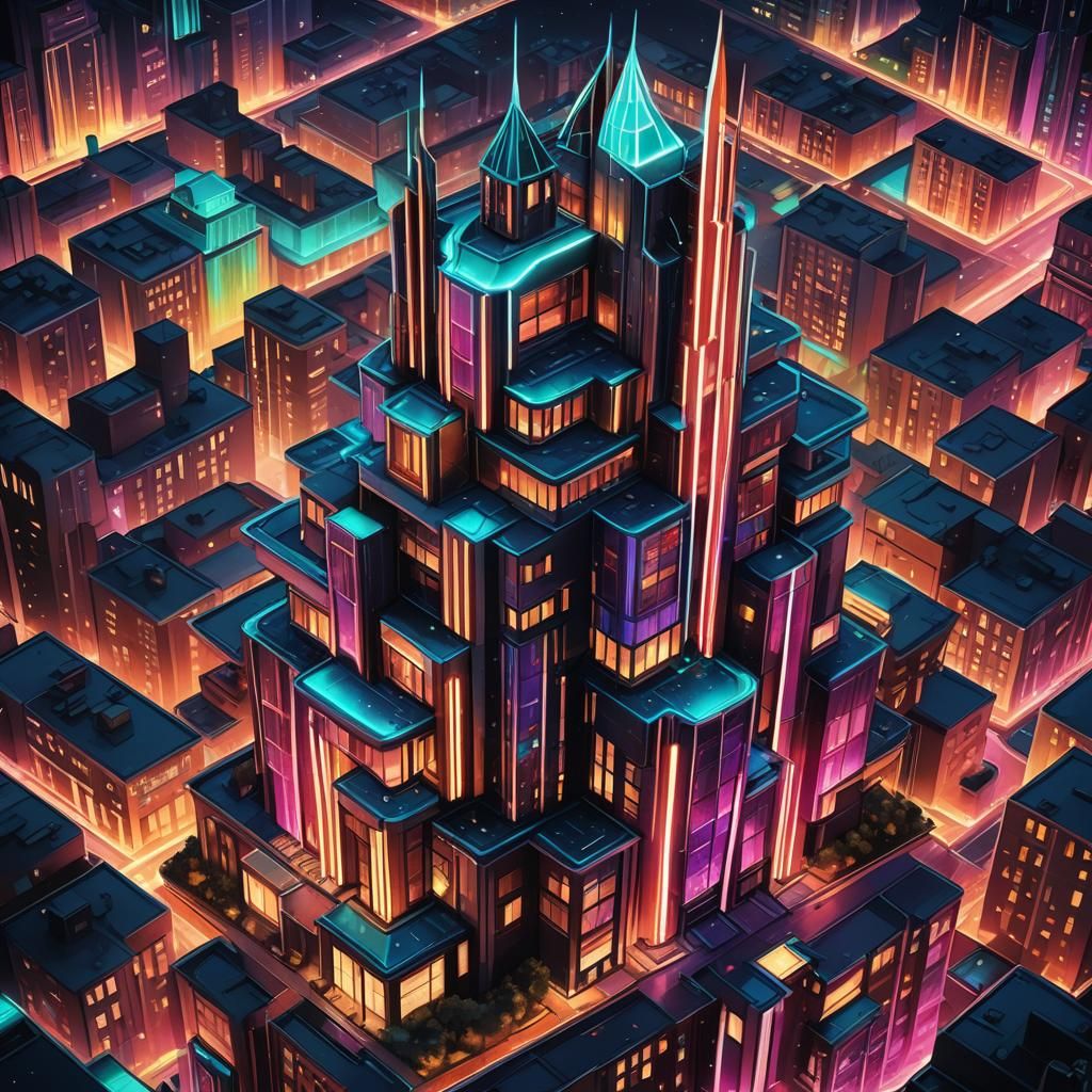 A sleek building exterior featuring geometric shapes, bold lines, and