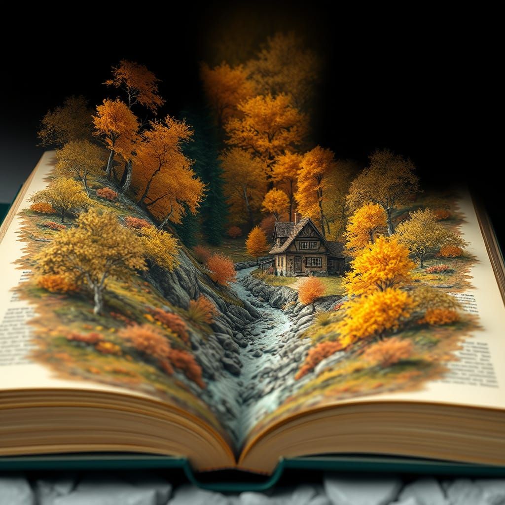 a tiny village in a book’s open pages   by @Victoria G