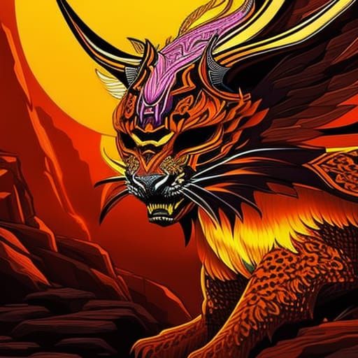 Fire lynx, ink drawing, intricate masterpiece, 8k resolution...