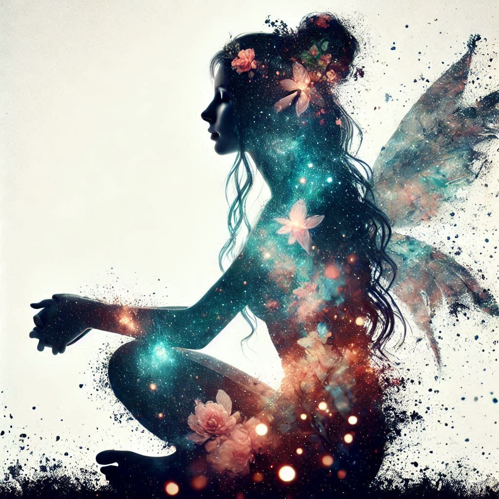 double exposure beautiful fantasy portrait landscape..