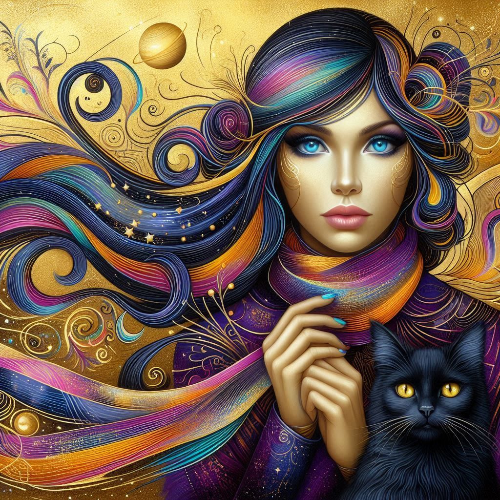 Surreal portrait. Golden woman.