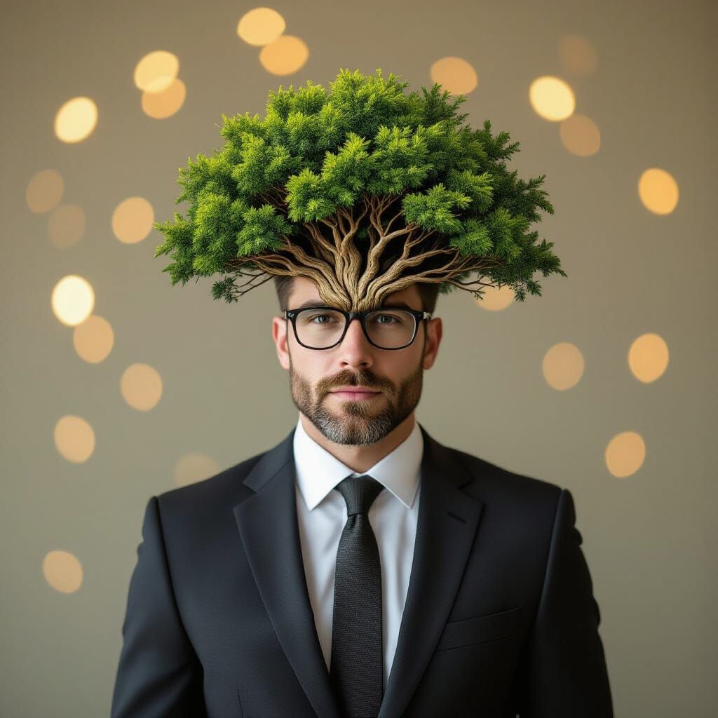 Emotional Tree Man: Studio Portrait in Professional Style