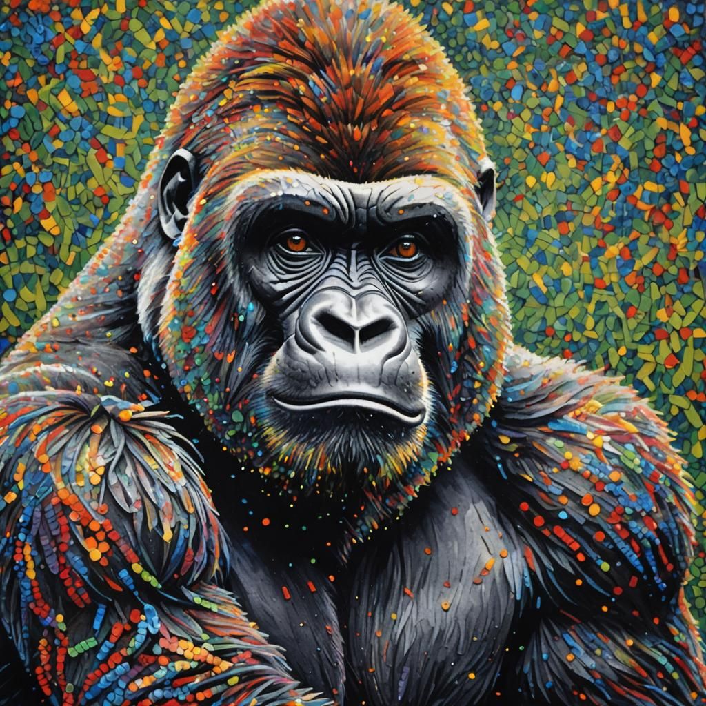 Pointillism Art - Gorilla