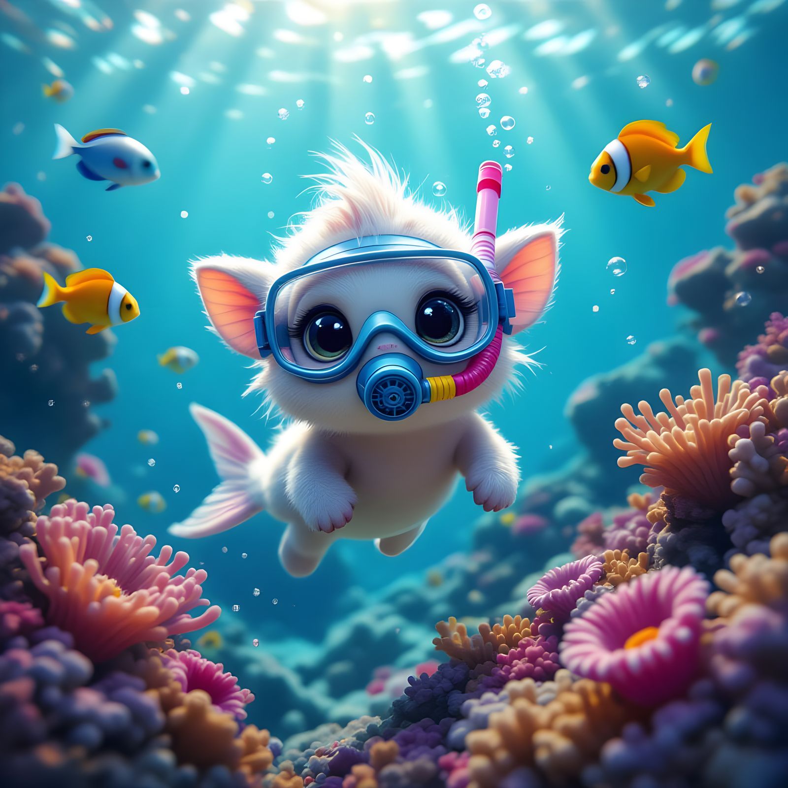 Alien pet, snorkeling   by @Plantsonthehat 