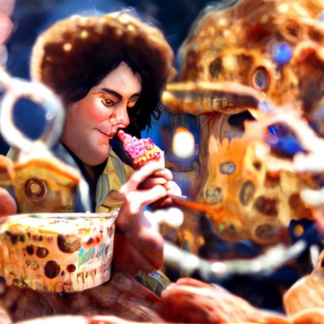 Michel Jackson eating a icecream 8k resolution concept art d...