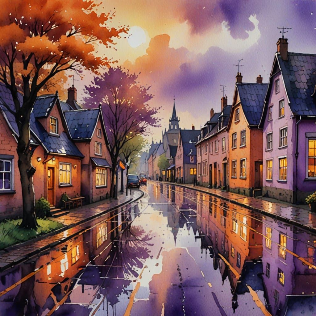 Village road after a rain  by @Corn Clay