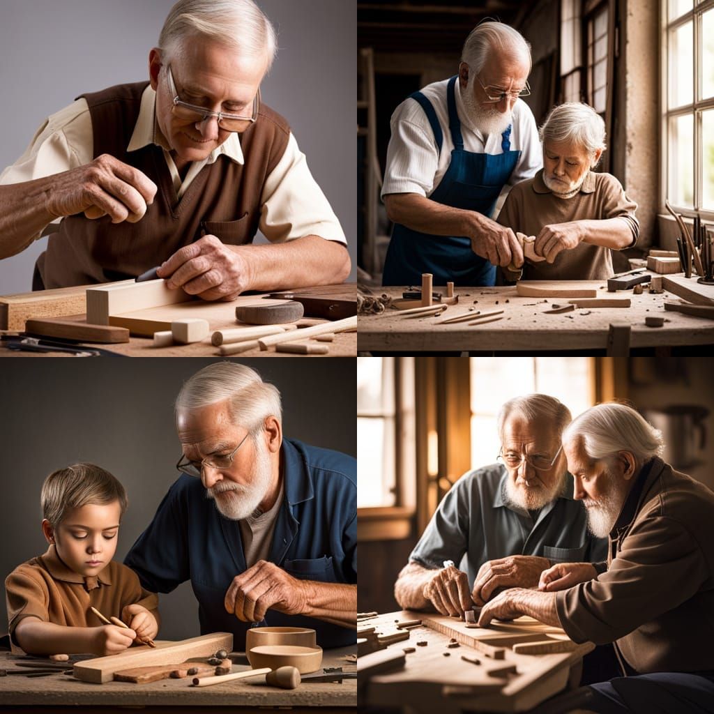 Grandpa sharing knowledge with his grandson