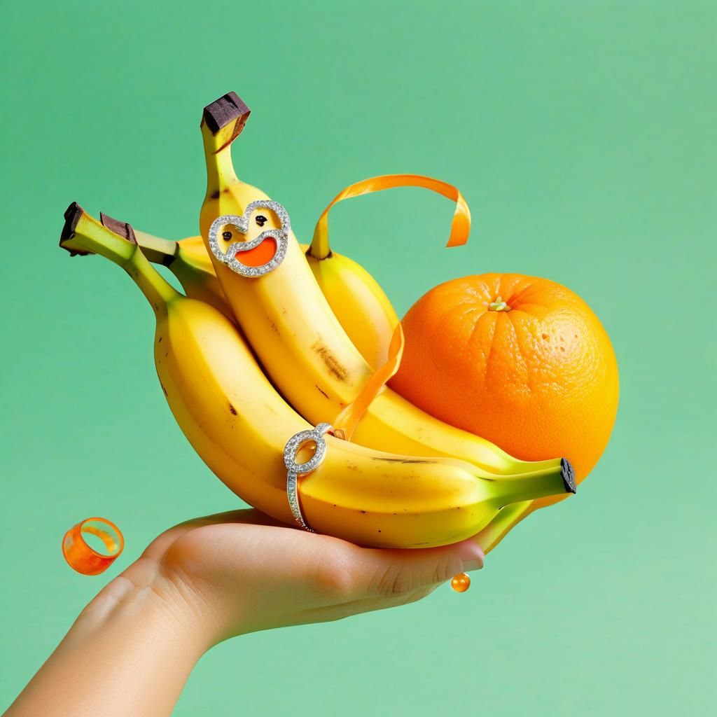 בננות ותפוזים עם תכשיטים