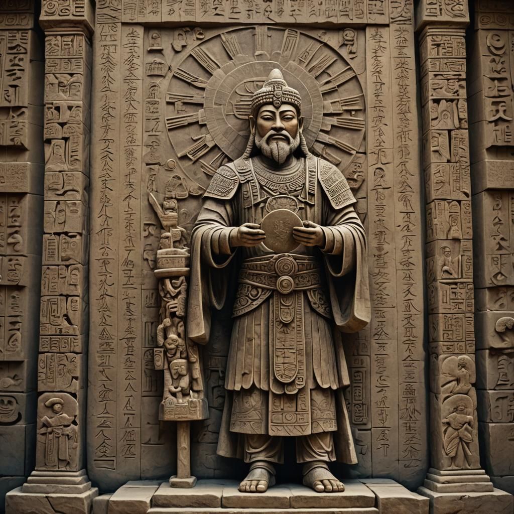 Dharma King at Sun God's Feet: Neo-Impressionist Oil Paintin...