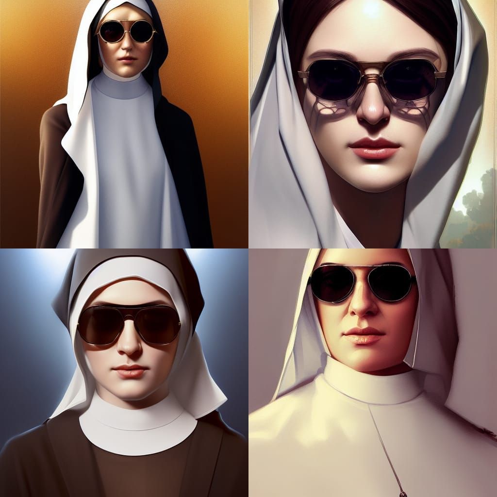 pretty nun wearing sunglasses