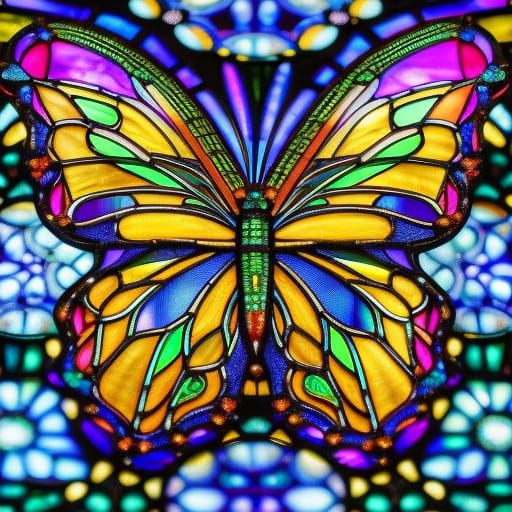 Stained Glass Butterfly - Ai Generated Artwork - Nightcafe Creator