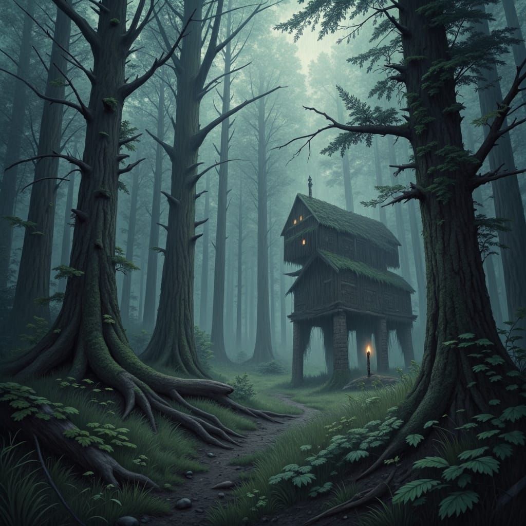  <lora:Japan-esque:1.0> Haunted forest clearing