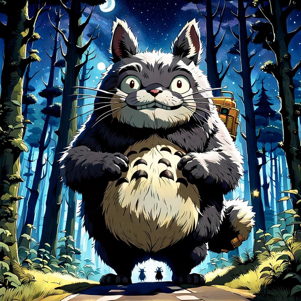 Hayao Miyazaki's work, My Neighbor Totoro and the Cat Bus (a large ...