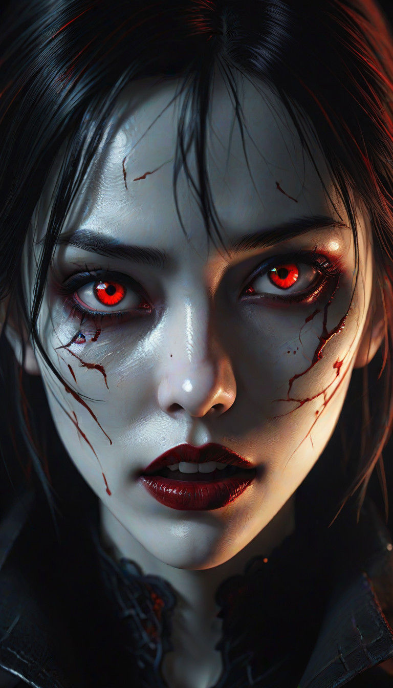 a woman with red eyes, digital art, Kuchiki Rukia anime _BLEACH, Junji ...