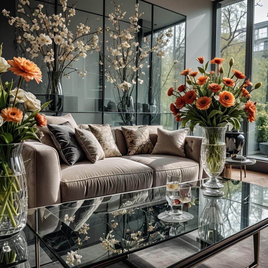 Glass Couch in Modern Luxury Living Room