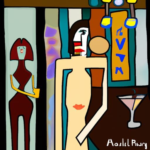 sleazy dive bar by Modigliani