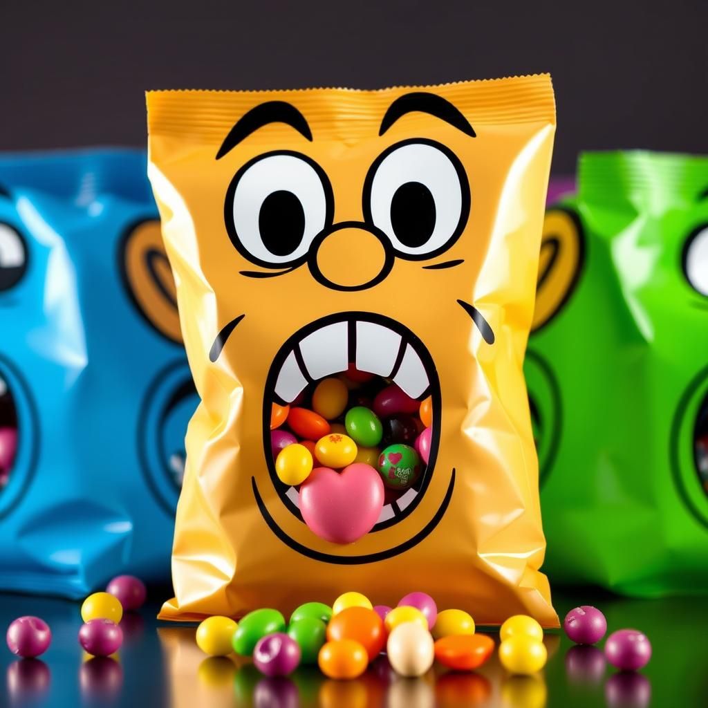 Candy Bags with Funny Mouths  by @Hazma_Hawari